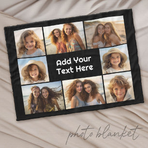 Create a Custom Photo Collage with 8 Photos Fleece Blanket