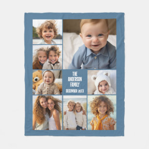 Create a Custom Photo Collage with 8 Photos Fleece Blanket