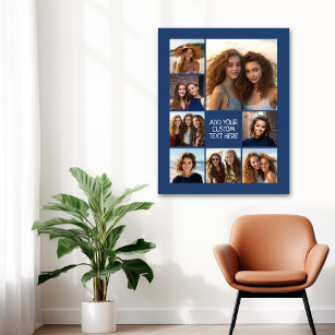 Create a Custom Photo Collage with 8 Photos navy Poster