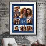 Create a Custom Photo Collage with 8 Photos navy Poster<br><div class="desc">Use your favorite photo or pictures to make a fun keepsake to share with friends. A minimalist design with only snapshots and a text block.</div>