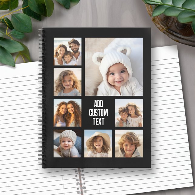 Create a Custom Photo Collage with 8 Photos Notebook (Personalized Notebook with Custom Text and Photos)