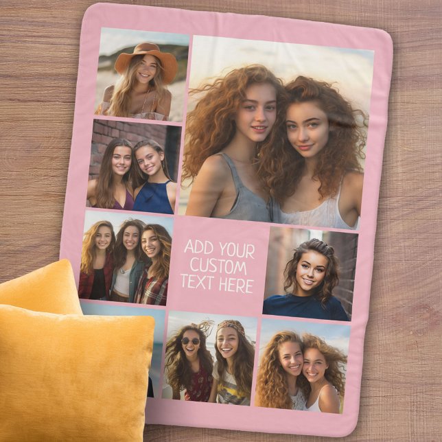 Create a Custom Photo Collage with 8 Photos Sherpa Blanket (Personalized sherpa blanket with photos and text)