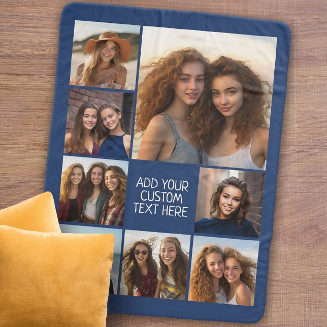 Create a Custom Photo Collage with 8 Photos Sherpa Blanket (Personalized sherpa blanket with photos and text)