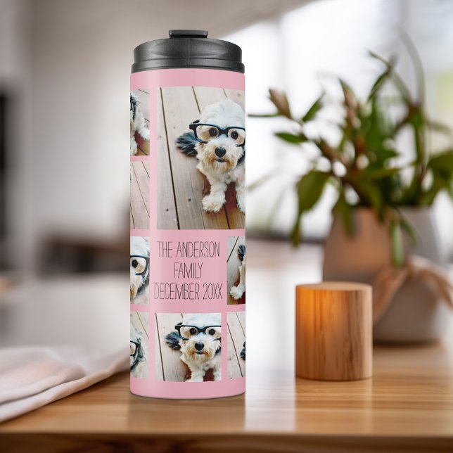 Create a Custom Photo Collage with 8 Photos Thermal Tumbler (Personalized bottle with photos and text)