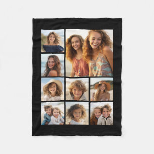 Create a Custom Photo Collage with 9 Photos Fleece Blanket