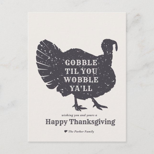 Create A Custom Slogan Turkey Thanksgiving Postcard (Front)