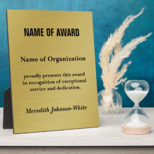 Create a Custom Volunteer Recognition Award (Gold) Plaque