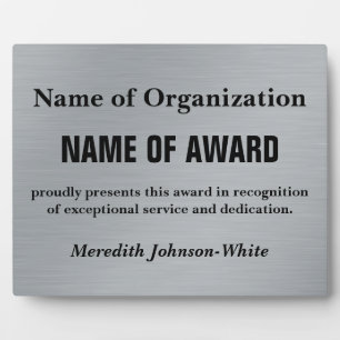 Create a Custom Volunteer Service Award (Silver) Plaque