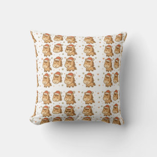 Create a cute horse wearing a tiny Christmas hat Cushion