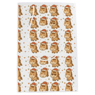 Create a cute horse wearing a tiny Christmas hat Medium Gift Bag