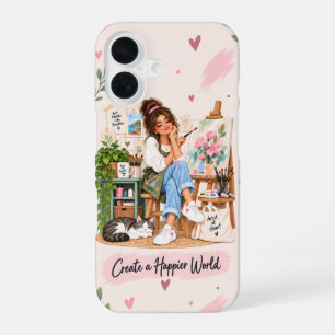 Create a Happier World Artist iPhone 16 Case
