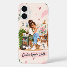 Create a Happier World Artist iPhone 16 Case