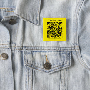 Create a QR Code   Easily Seen Bright Yellow Black 15 Cm Square Badge