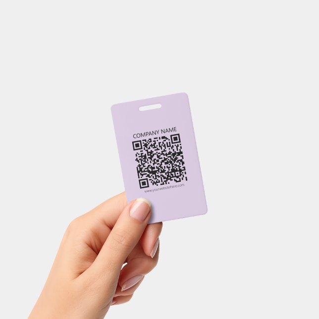 Create a QR Code | Pale Lavender Violet ID Badge (Handheld)