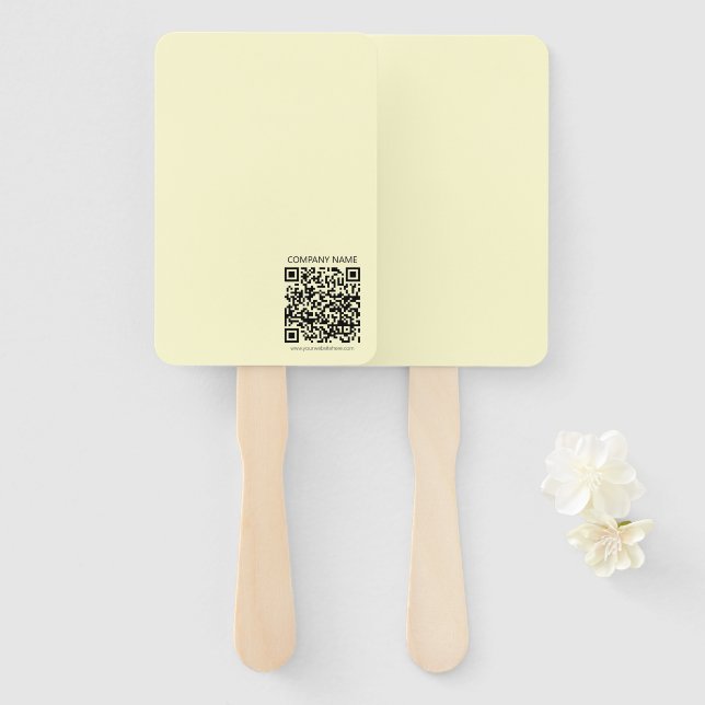 Create a QR Code | Pale Yellow Hand Fan (Front and Back)