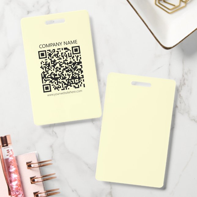 Create a QR Code | Pale Yellow ID Badge (Office)