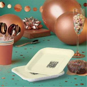 Create a QR Code Pale Yellow Paper Plate