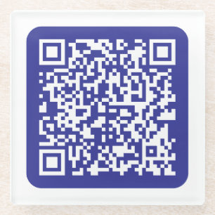 Create a Scannable QR code   Editable Dark Blue Glass Coaster