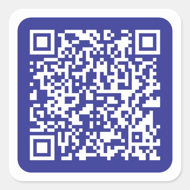 Create a Scannable QR code | Editable Dark Blue Square Sticker (Front)