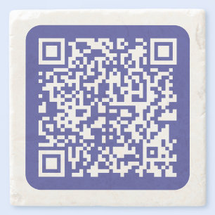 Create a Scannable QR code Editable Dark Blue Stone Coaster