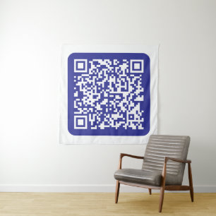 Create a Scannable QR code   Editable Dark Blue Tapestry