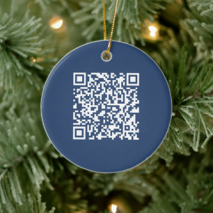 Create a Scannable QR Code   Faded Navy Blue  Ceramic Ornament