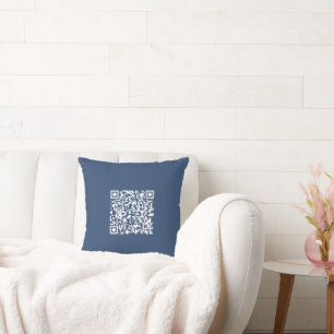 Create a Scannable QR Code Faded Navy Blue Cushion