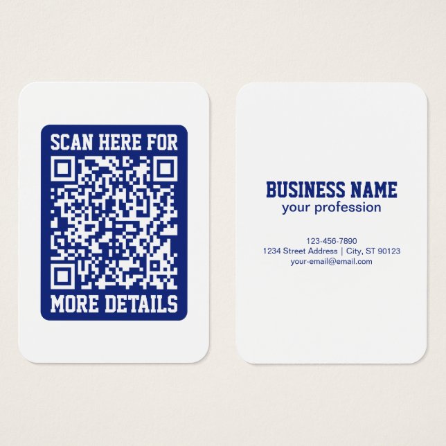 Create a Scannable QR code | Navy Blue (editable) (Front & Back)