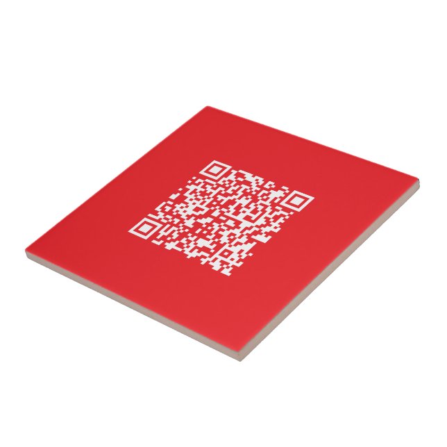 Create a Scannable Red (editable) QR code Ceramic Tile (Side)
