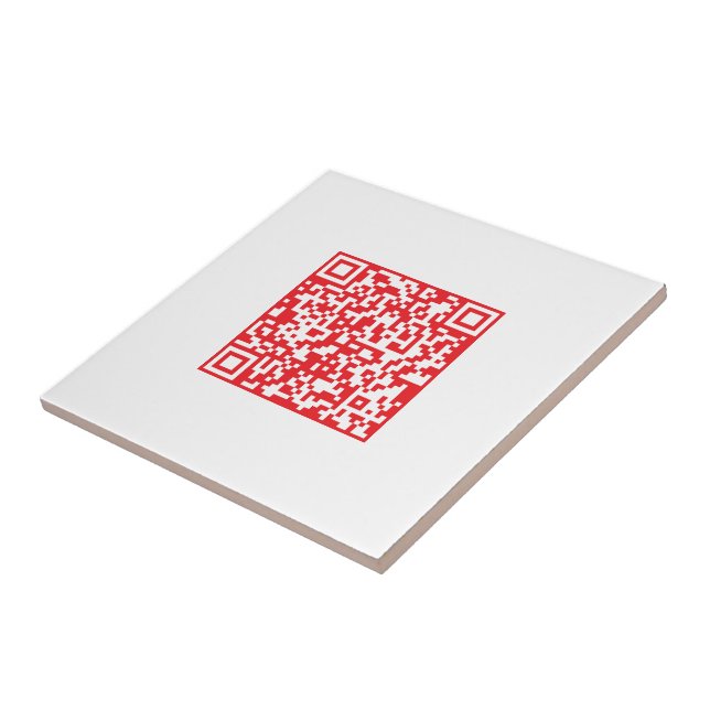 Create a Scannable Red (editable) QR code Ceramic Tile (Side)