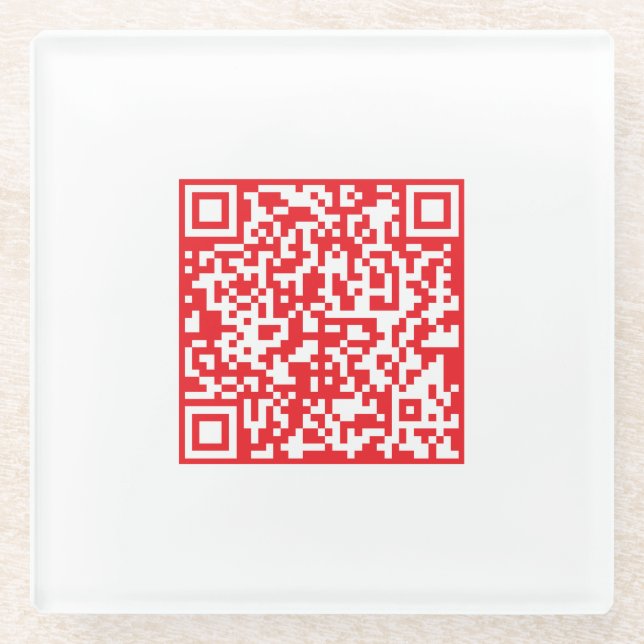 Create a Scannable Red (editable) QR code Glass Coaster (Front)