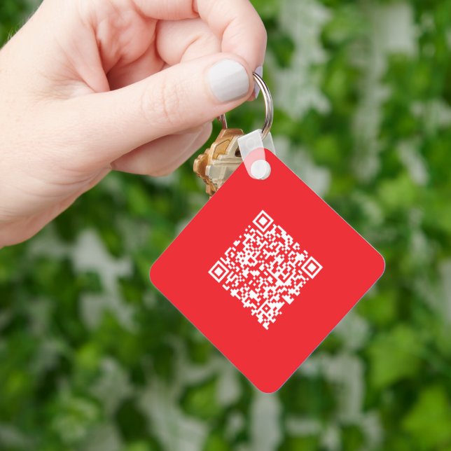 Create a Scannable Red (editable) QR code Key Ring (Hand)