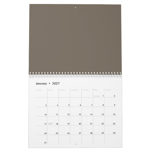 Create a Stylish Living Space with a Brown Wall an Calendar (Jan 2027)
