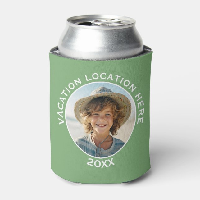 Create A Vacation Souvenir with Photo and Text Can Cooler (Can Front)