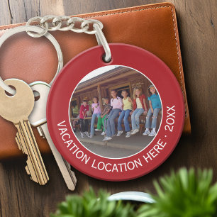 Create A Vacation Souvenir with Photo and Text Key Ring