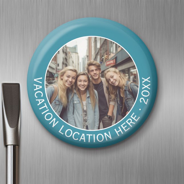 Create A Vacation Souvenir with Photo and Text Magnet (Custom Magnet)