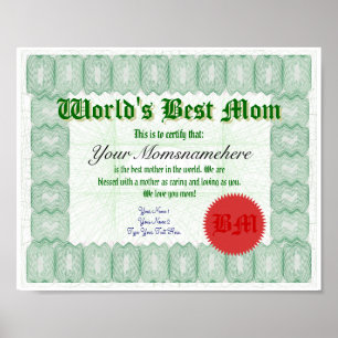 Create a World's Best Mum Certificate Poster
