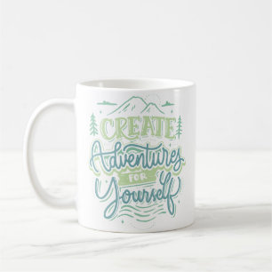 create adventures vintage style typography hiking coffee mug