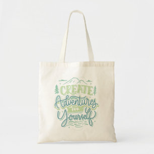 create adventures vintage style typography hiking tote bag