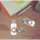 Create an awesome custom photo flash drive! USB flash drive<br><div class="desc">Available in various capacities and speeds! Make your file transfers a breeze with a customisable USB swivel flash drive. Featuring a swivel cap to keep the USB port protected and accessible, a top notch for easy attachment to key, and a custom design with your photos, text and more, this USB...</div>