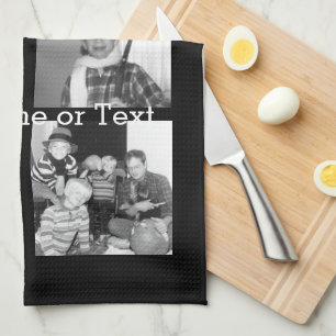 Create an Instagram Collage with 4 photos - black Tea Towel