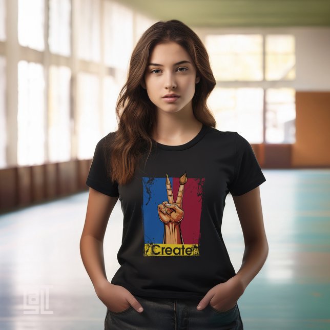 Create Art Hand Peace Sign Inspirational  T-Shirt (Creator Uploaded)
