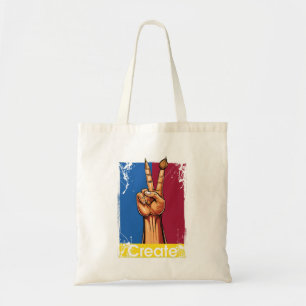 Create Art Hand Peace Sign Inspirational Tote Bag