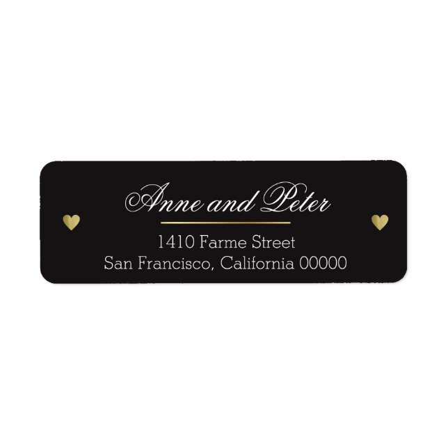 create black custom elegant wedding return address label (Front)