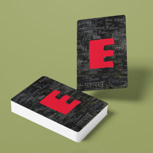 create black playing cards with name / initial
