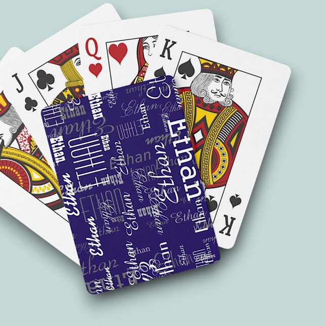 Create Blue Playing Cards Personalised with Name (Creator Uploaded)