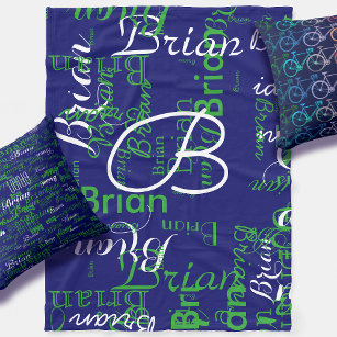 Create boy name typography blue fleece blanket