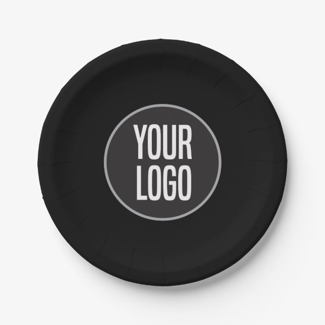 Create Business Logo Paper Cocktail Black Paper Pl Plate (Front)
