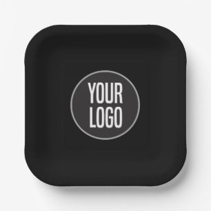 Create Business Logo Paper Cocktail Black Plate