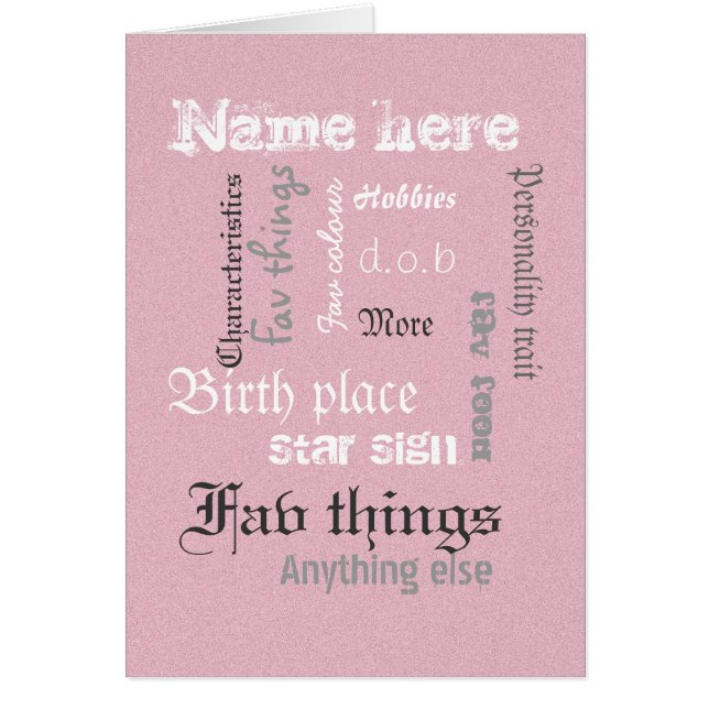 Create chalk board word cloud card, pink template (Front)